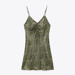 Green Paisley Zara Satin Effect Print Dress